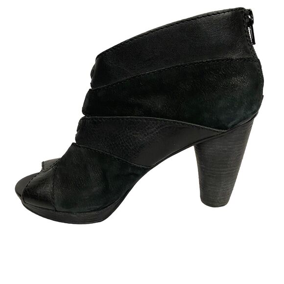 Fossil Bobbi Peep Toe Ankle Boots Booties Women’s Size 8.5 Black Leather - Picture 5 of 13